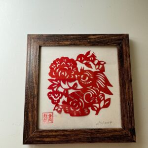 Garden topic Chinese paper cut | Authentic Chinese Bird Bunny Rabbit Flower Artwork | Symbolic Animal Oriental Wall Decor | Artisan Crafted